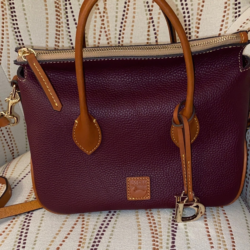 Dooney & Bourke Burgundy and Tan Satchel